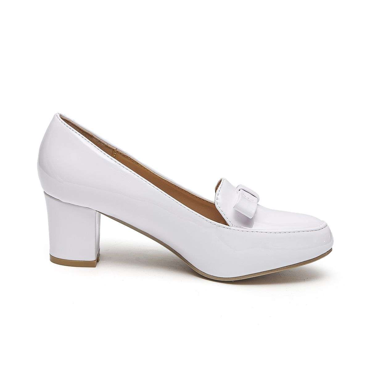 TTP Women Patent PU Block Heel Courts with Bow Decor JSF58