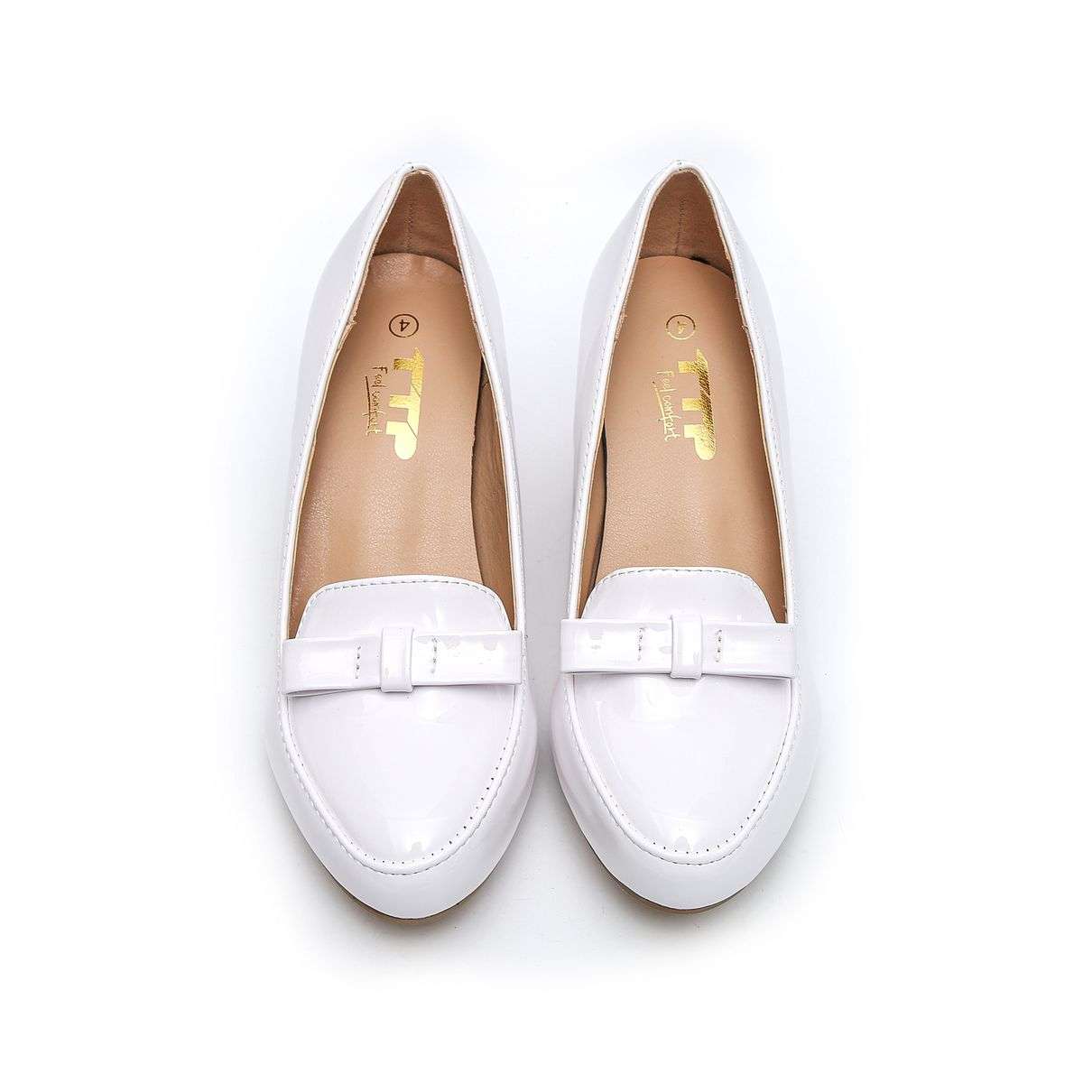 TTP Women Patent PU Block Heel Courts with Bow Decor JSF58