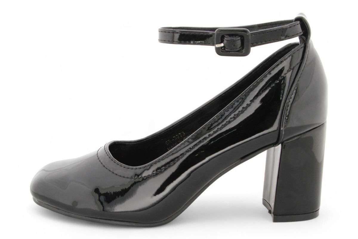 Women PU Square Toe Block Heels with Ankle Strap SR3273