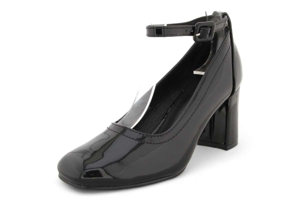 Women PU Square Toe Block Heels with Ankle Strap SR3273