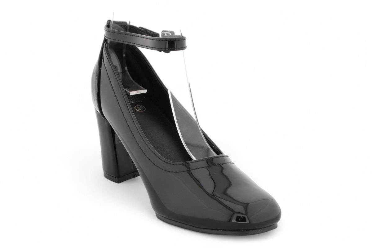 Women PU Square Toe Block Heels with Ankle Strap SR3273
