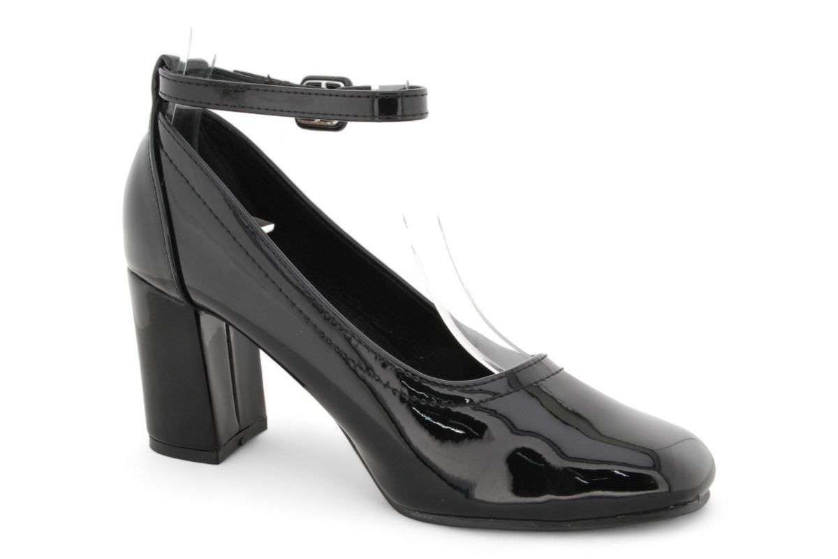 Women PU Square Toe Block Heels with Ankle Strap SR3273