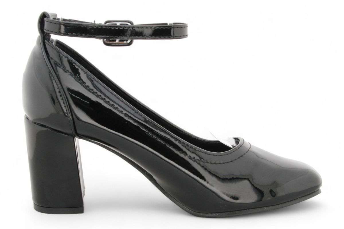 Women PU Square Toe Block Heels with Ankle Strap SR3273