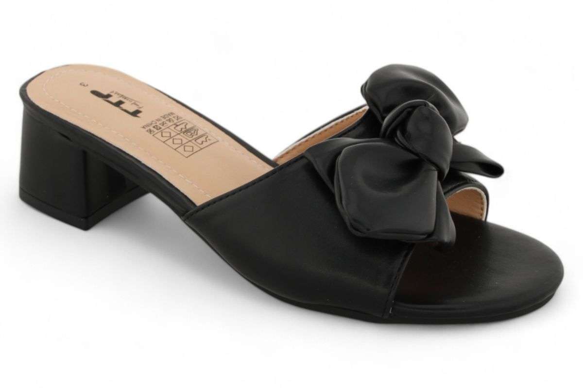 TTP Women Slip On Block Heel Sandals with Ribbon HT010