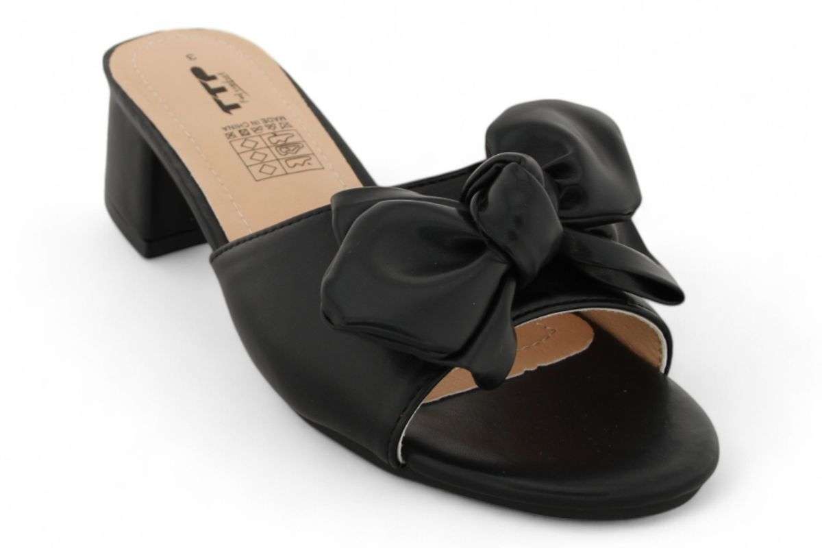 TTP Women Slip On Block Heel Sandals with Ribbon HT010