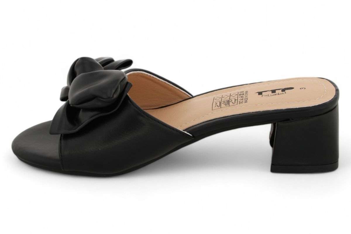 TTP Women Slip On Block Heel Sandals with Ribbon HT010