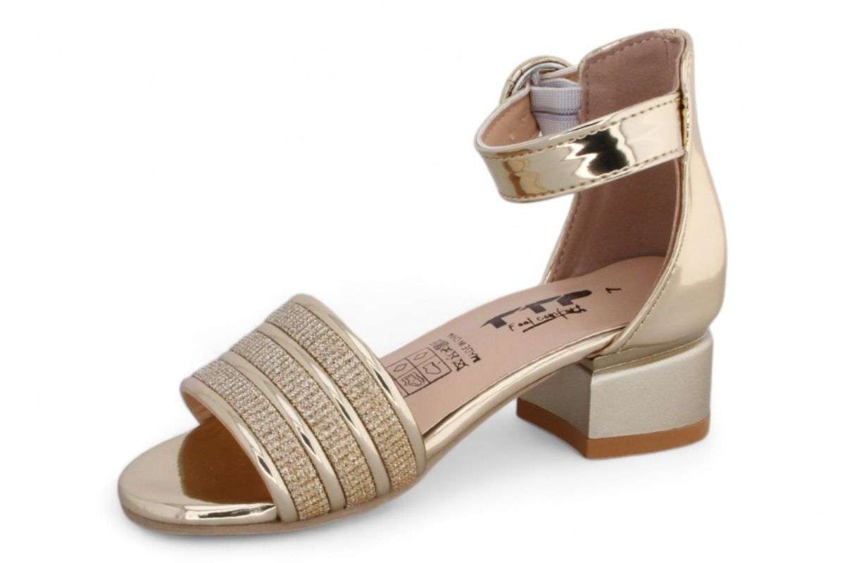 TTP Girls Block Heel Sandals with Ankle Strap HT001