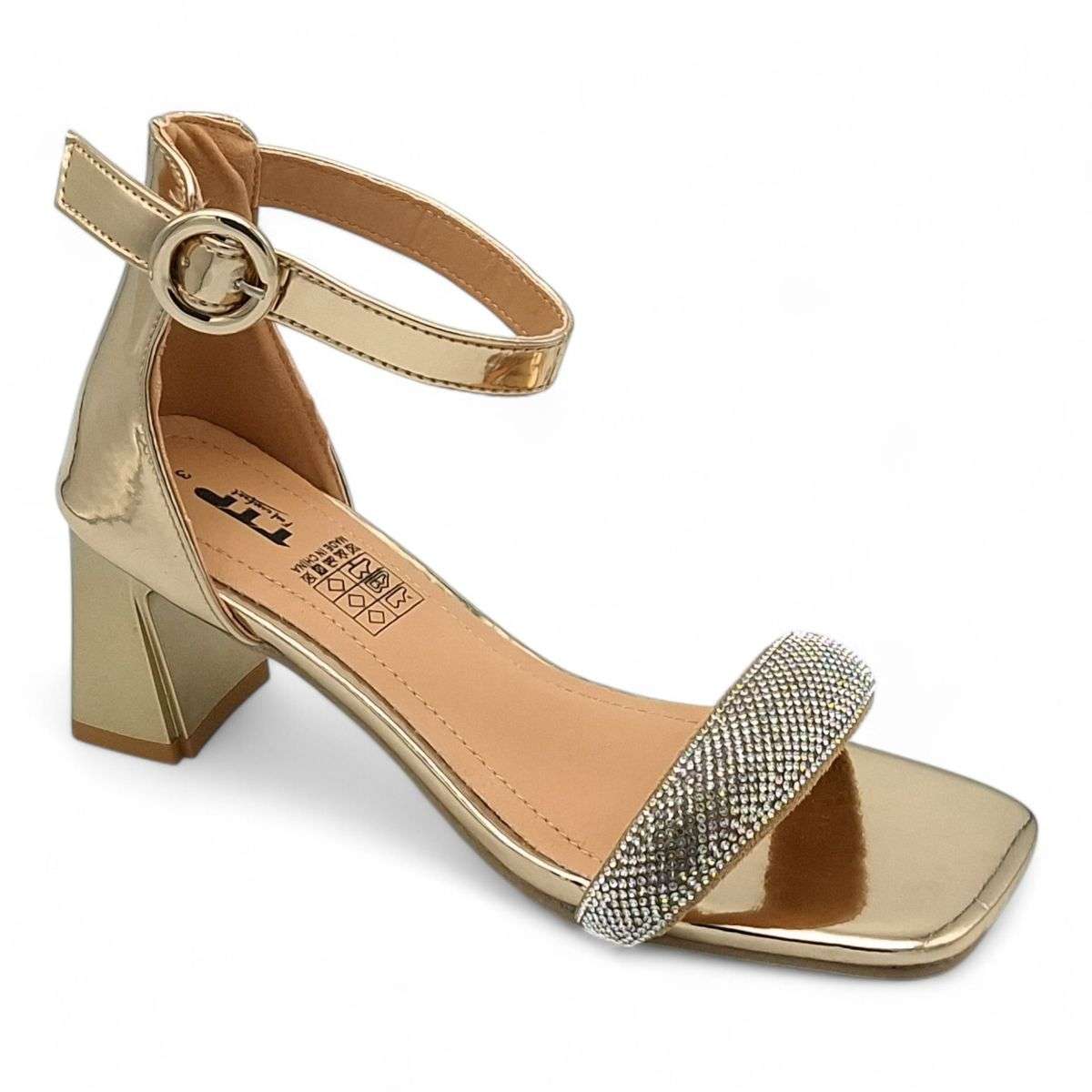 TTP Women Patent Ankle Strap Block Heel Sandals - HT008