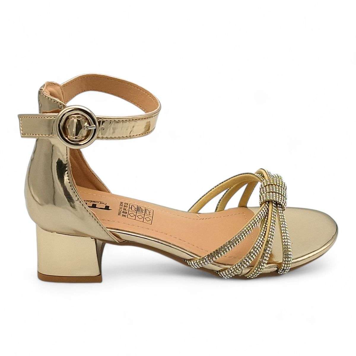 TTP Women Patent Block Heel Sandals with Embellished Bow - HT009