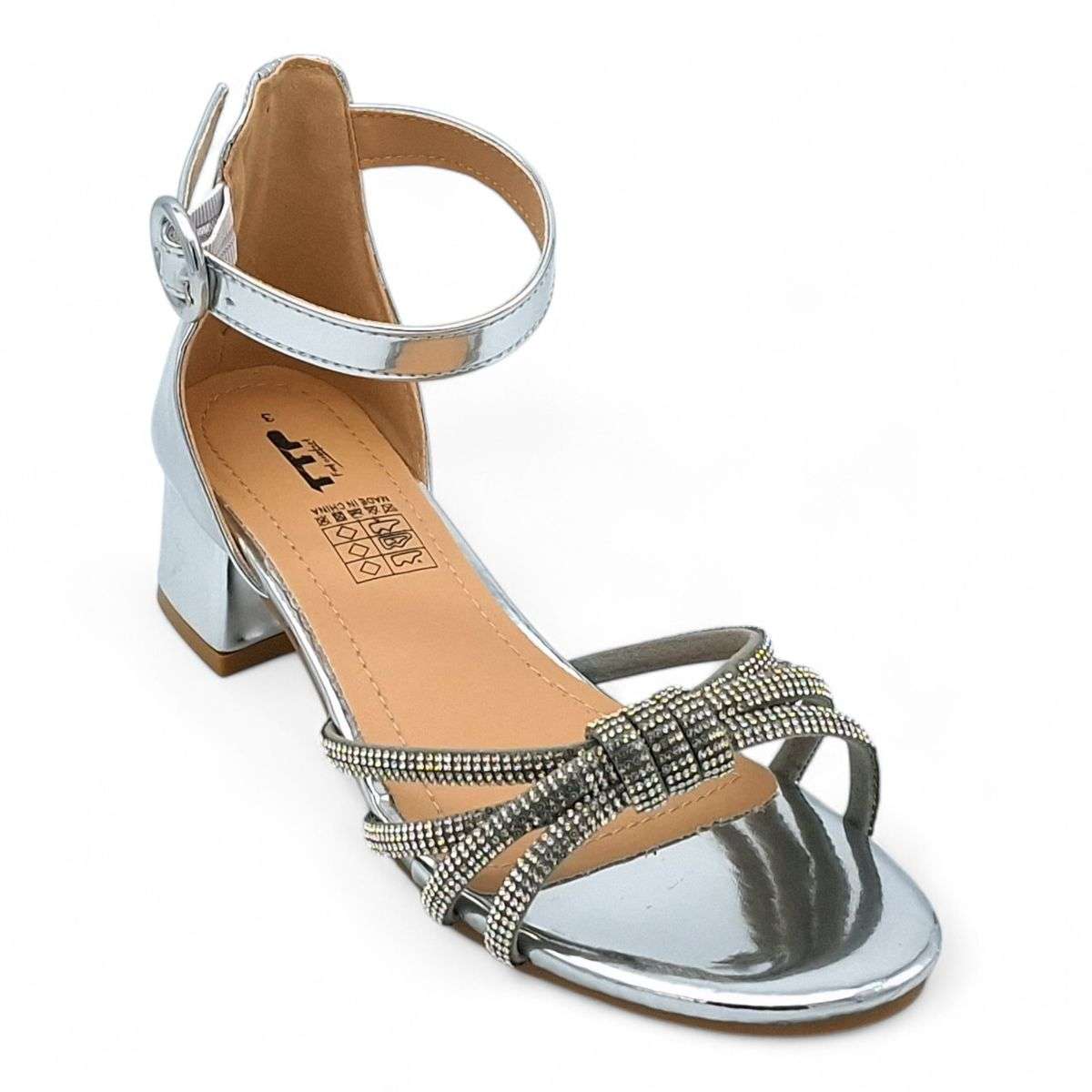 TTP Women Patent Block Heel Sandals with Embellished Bow - HT009