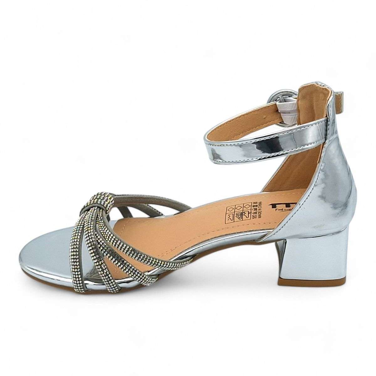 TTP Women Patent Block Heel Sandals with Embellished Bow - HT009