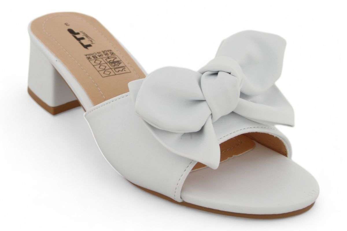 TTP Women Slip On Block Heel Sandals with Ribbon HT010