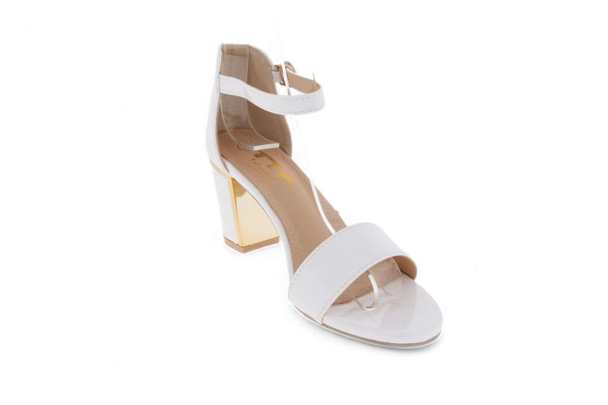 TTP Women Patent PU Block Heels with Ankle Strap JSF103