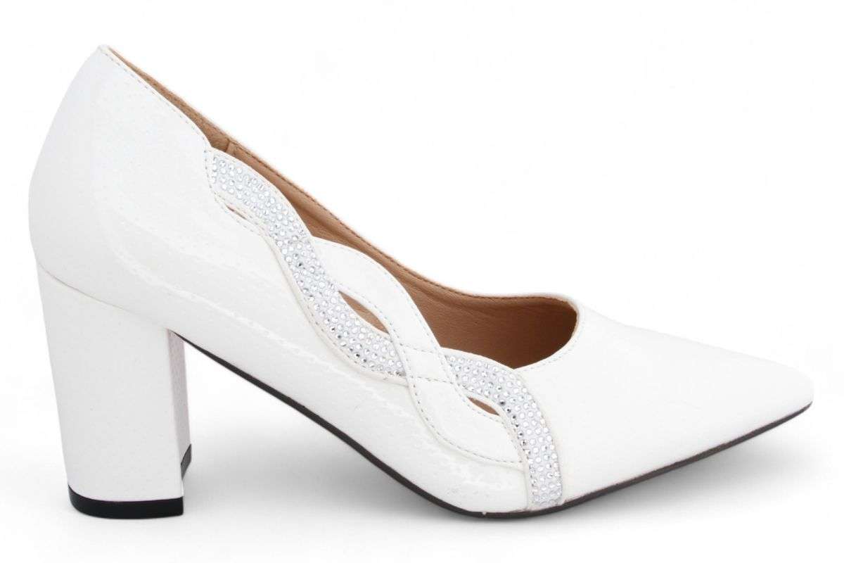 TTP Women Stunning Dotted Patent PU Block Heels JSF108