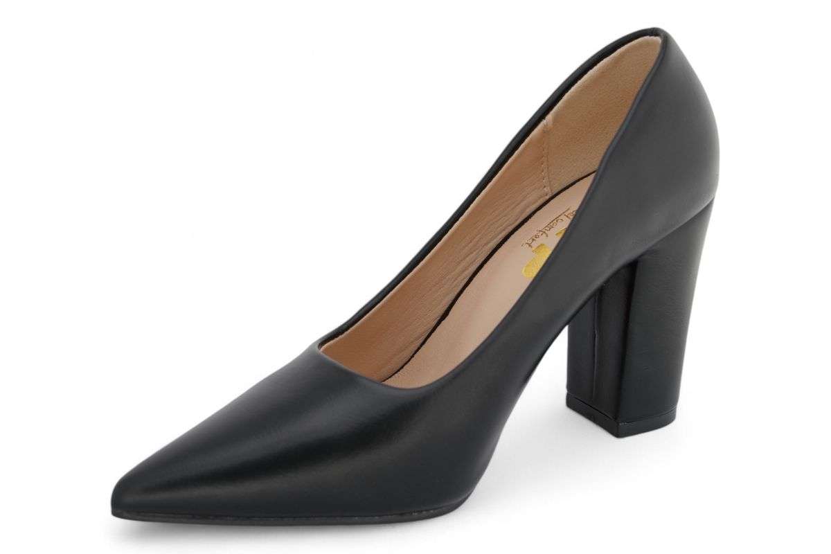 TTP Women PU Point Toe Slip On High Block Heels JSF111