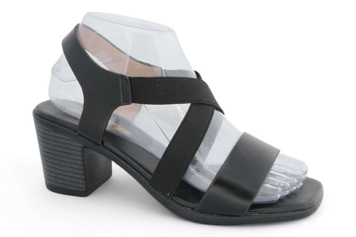 TTP Women Block Heel Elastic Strap Slip On Sandals JSF113