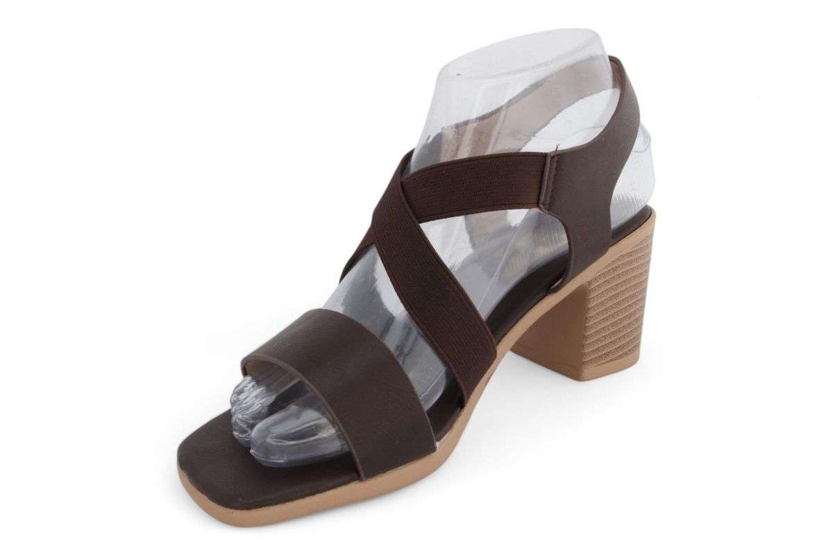 TTP Women Block Heel Elastic Strap Slip On Sandals JSF113