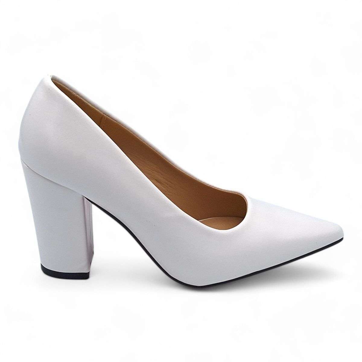 TTP Women PU Point Toe Slip On High Block Heels JSF111