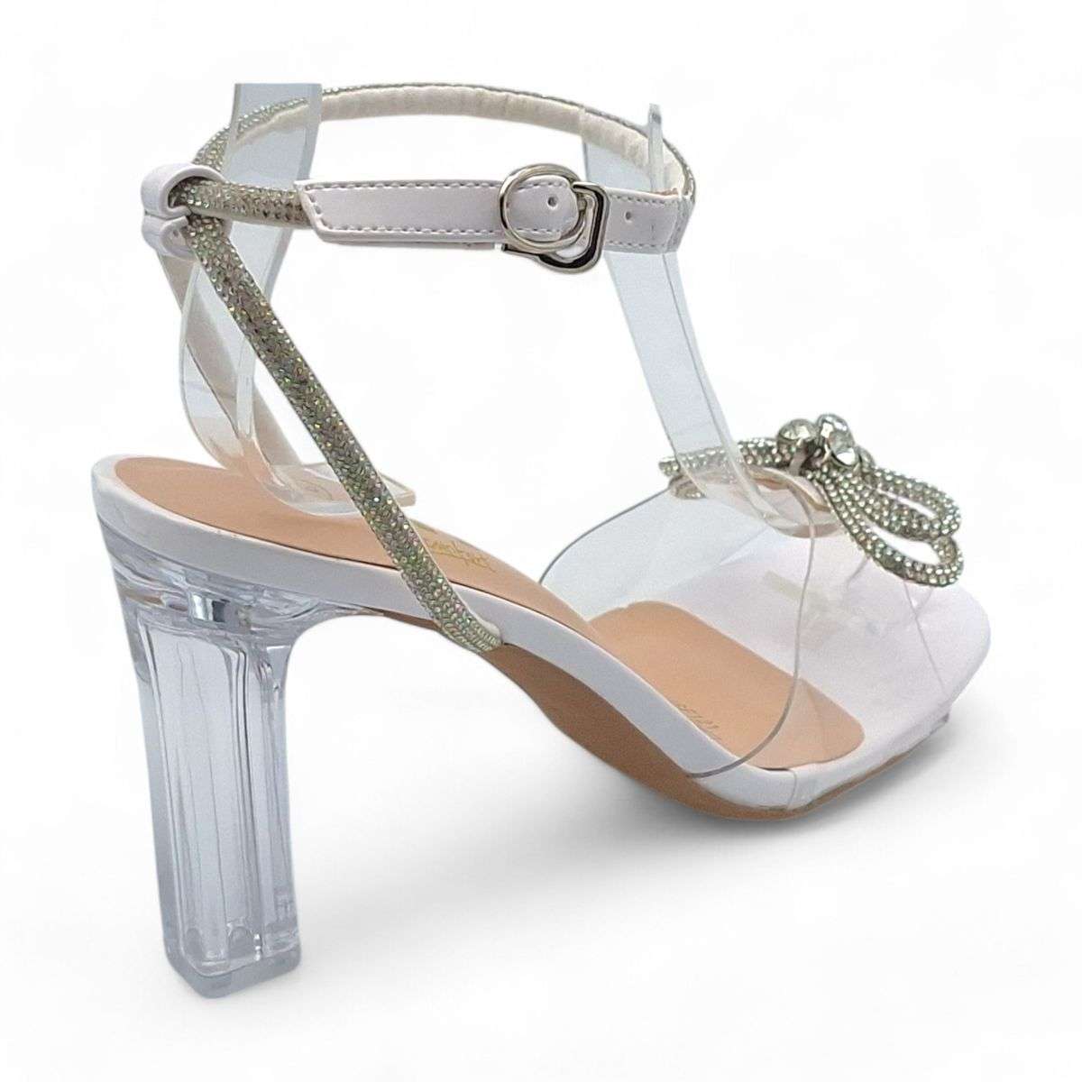 TTP Women Clear Heel Sandals with Ribbon Decor JSF121