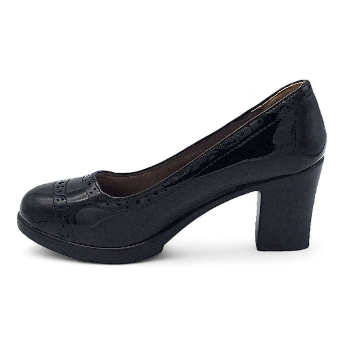 TTP Women Black Patent PU Block Heels HT3901