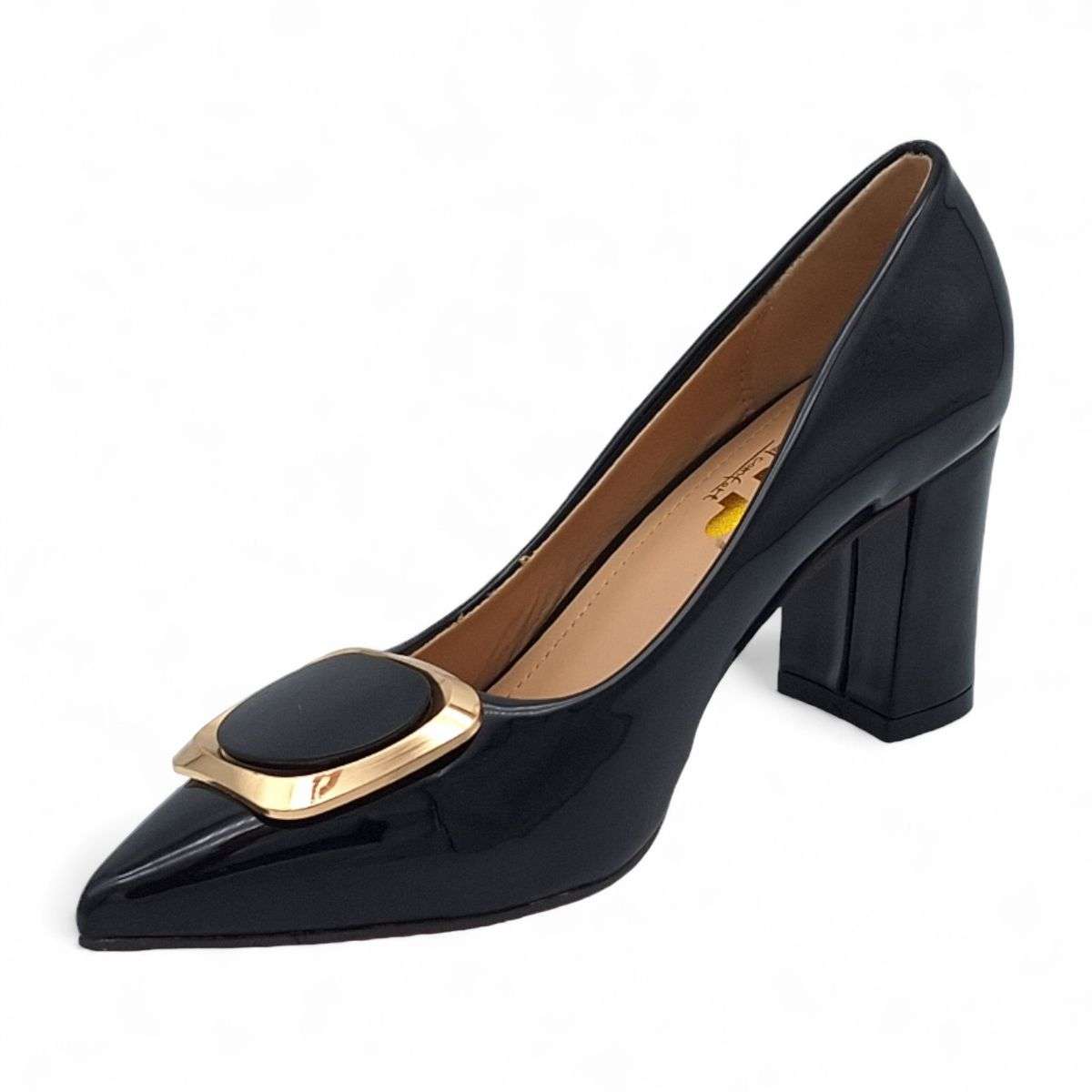 TTP Women Patent PU Block Heels with Square Decor JSF81
