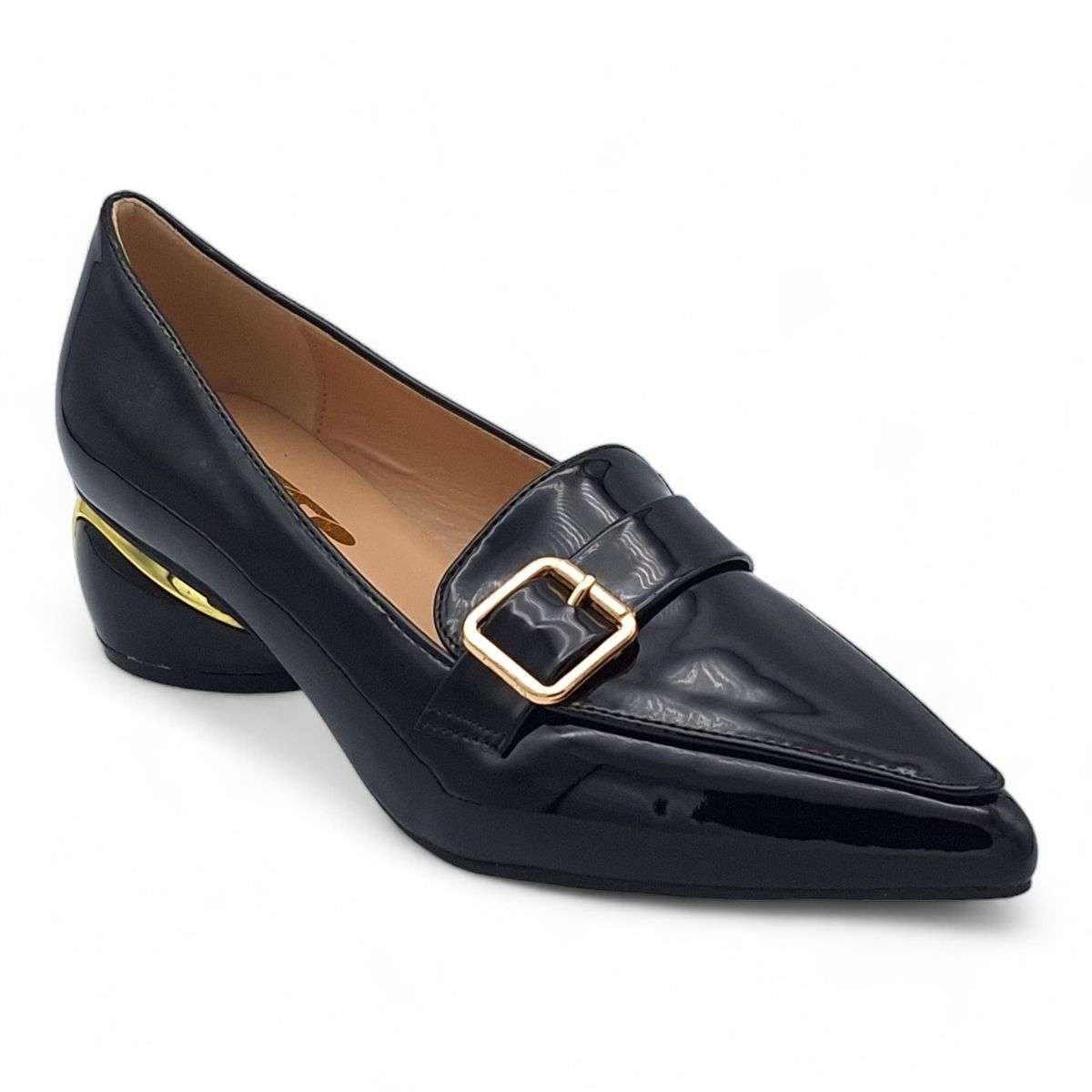 TTP Women Round Heel Point Toe Courts with Buckle Decor on Vamp JSF86