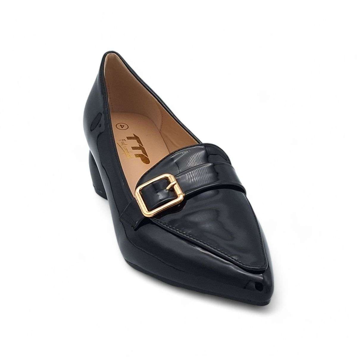 TTP Women Round Heel Point Toe Courts with Buckle Decor on Vamp JSF86