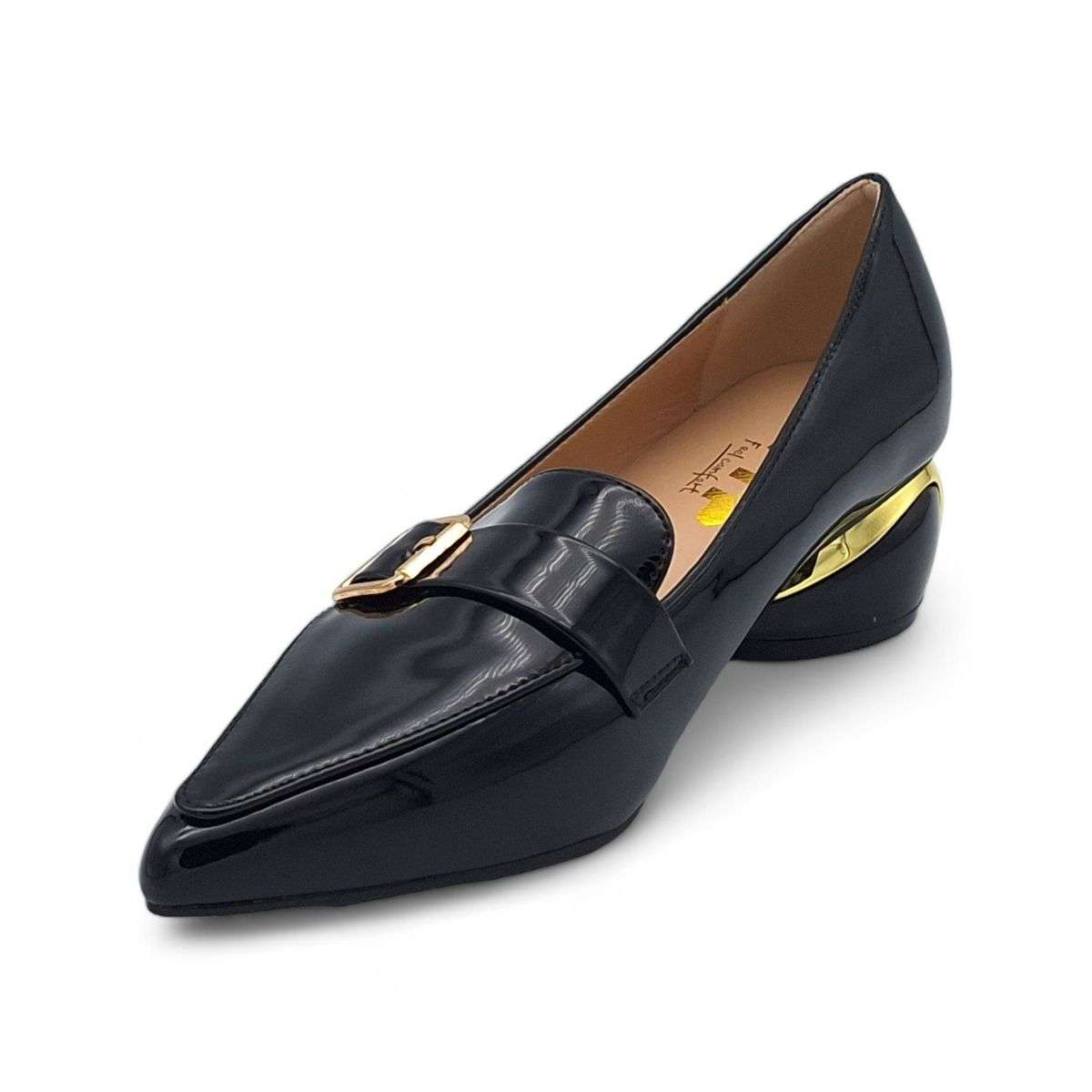 TTP Women Round Heel Point Toe Courts with Buckle Decor on Vamp JSF86