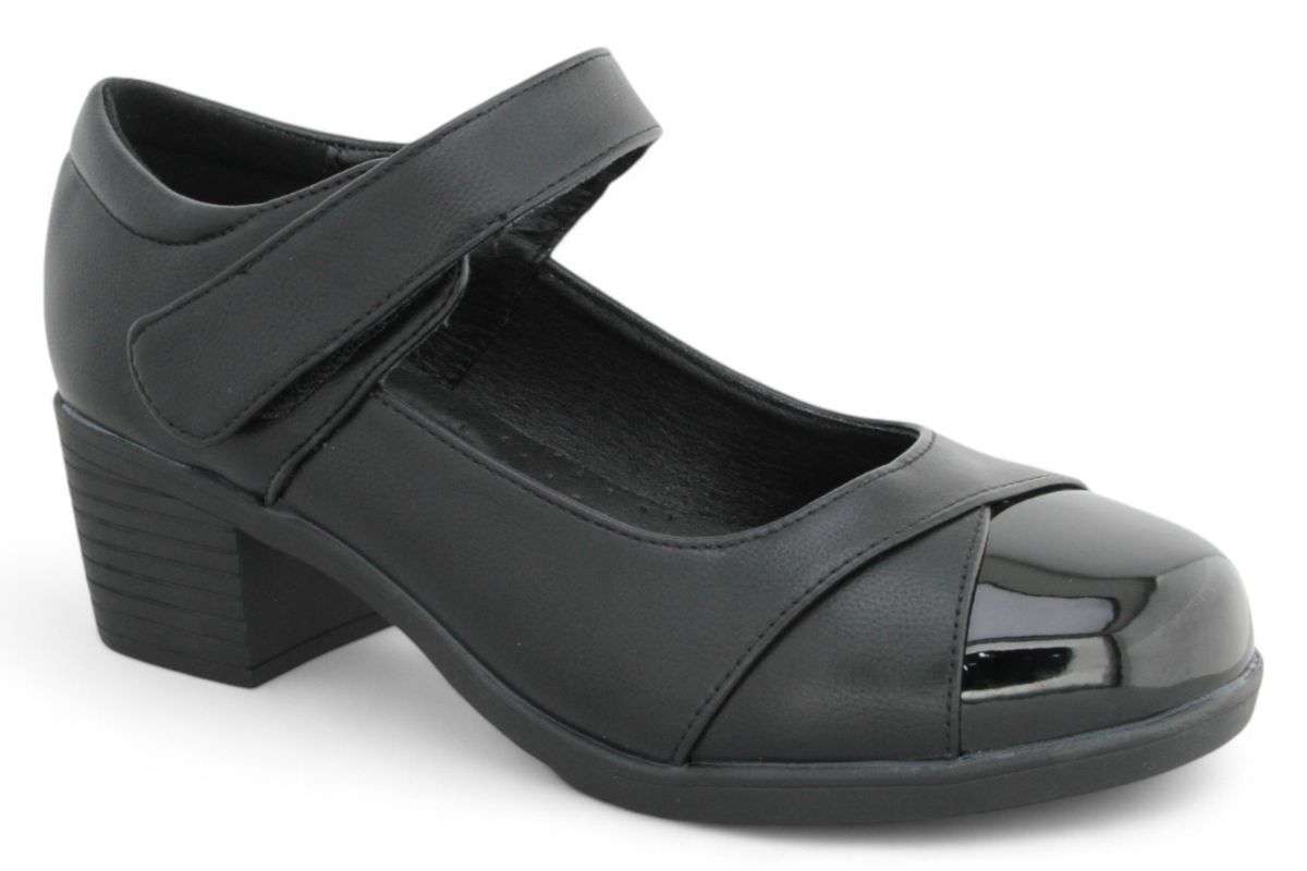 ALXIR Women PU Block Heel with Hook and Loop Strap PSL4342