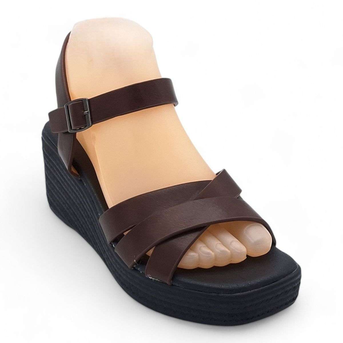 TTP Women Platform Wedge Heel Sandal with Ankle Strap XB2399-2