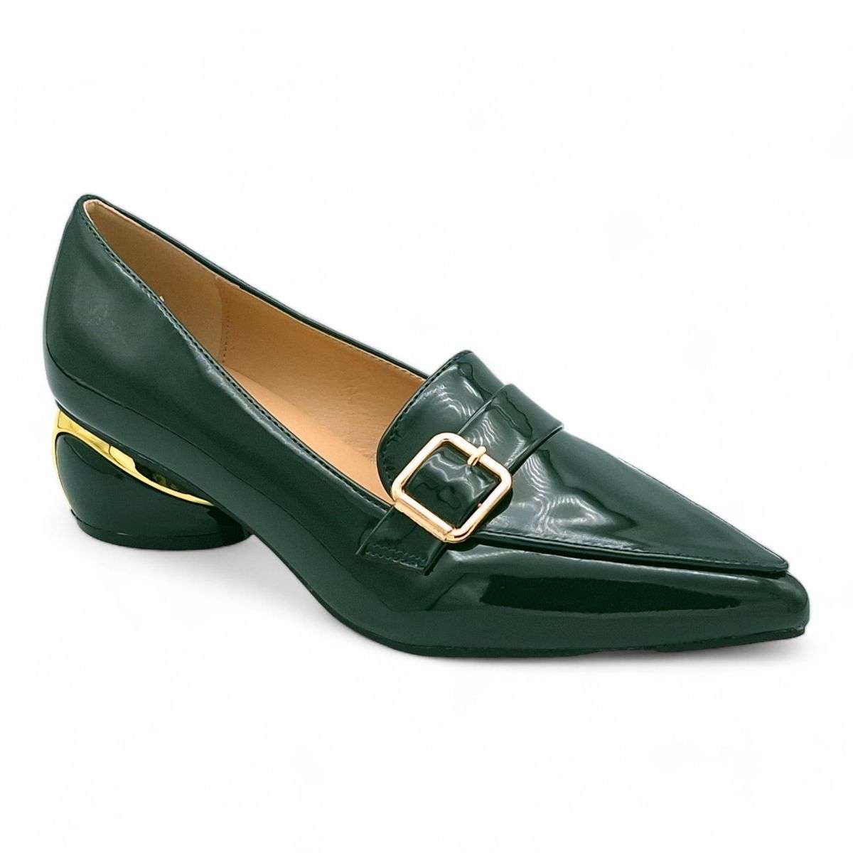 TTP Women Round Heel Point Toe Courts with Buckle Decor on Vamp JSF86
