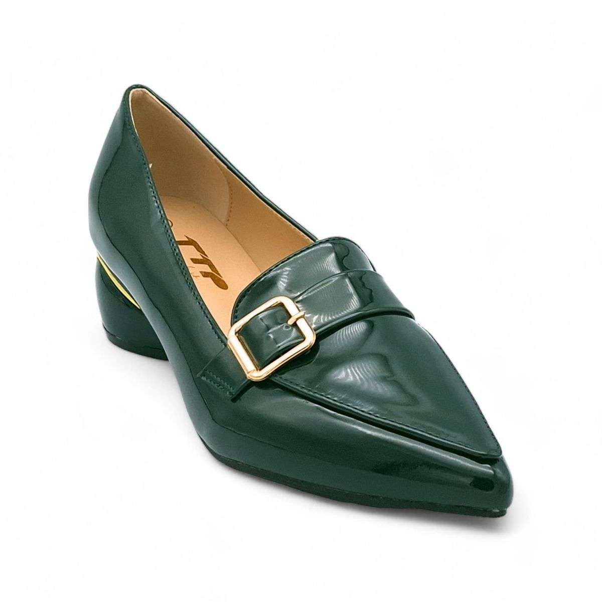 TTP Women Round Heel Point Toe Courts with Buckle Decor on Vamp JSF86