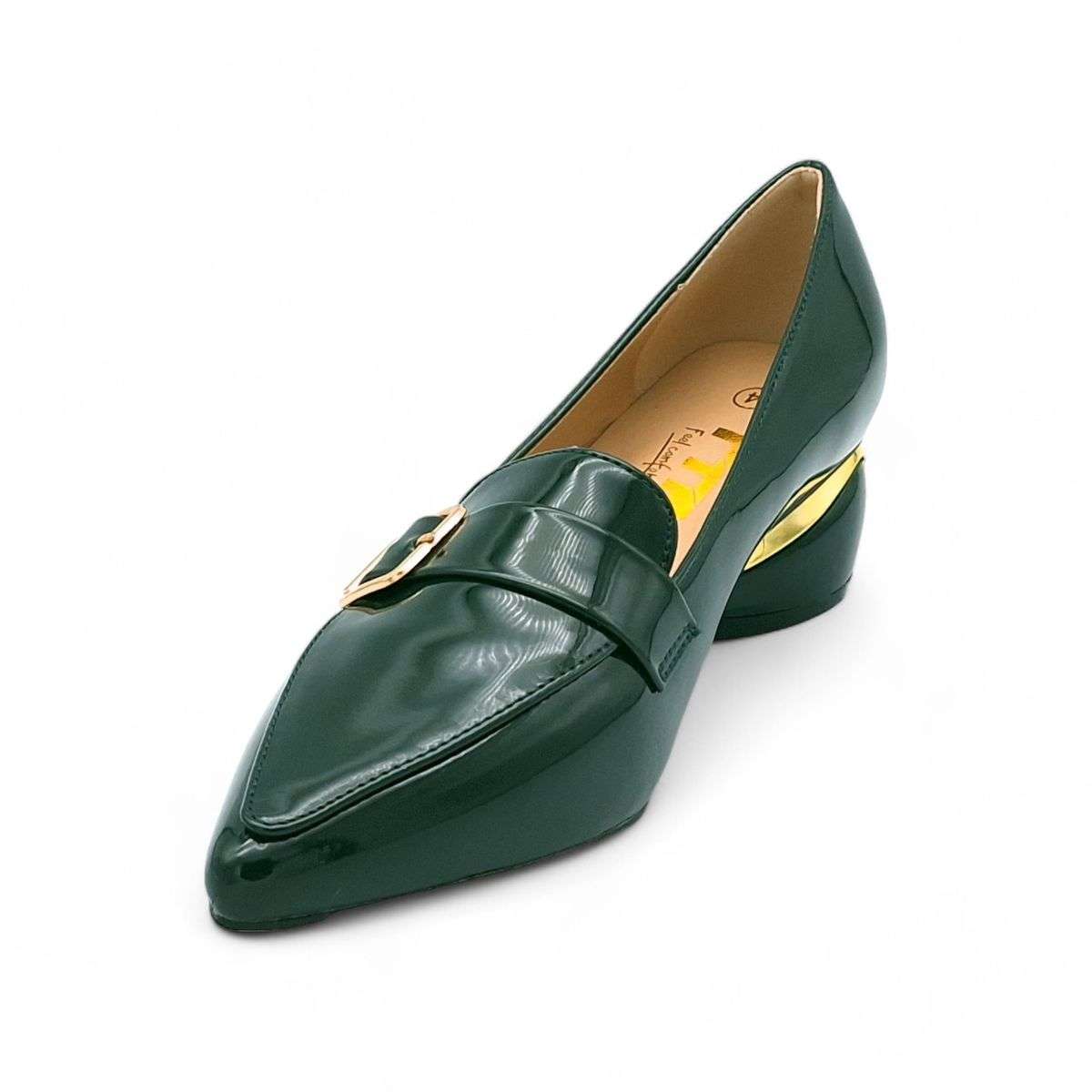 TTP Women Round Heel Point Toe Courts with Buckle Decor on Vamp JSF86