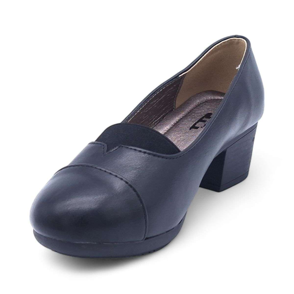 TTP - Women's Classic Block Heel Courts with Elasticated Vamp Edge - HT3802