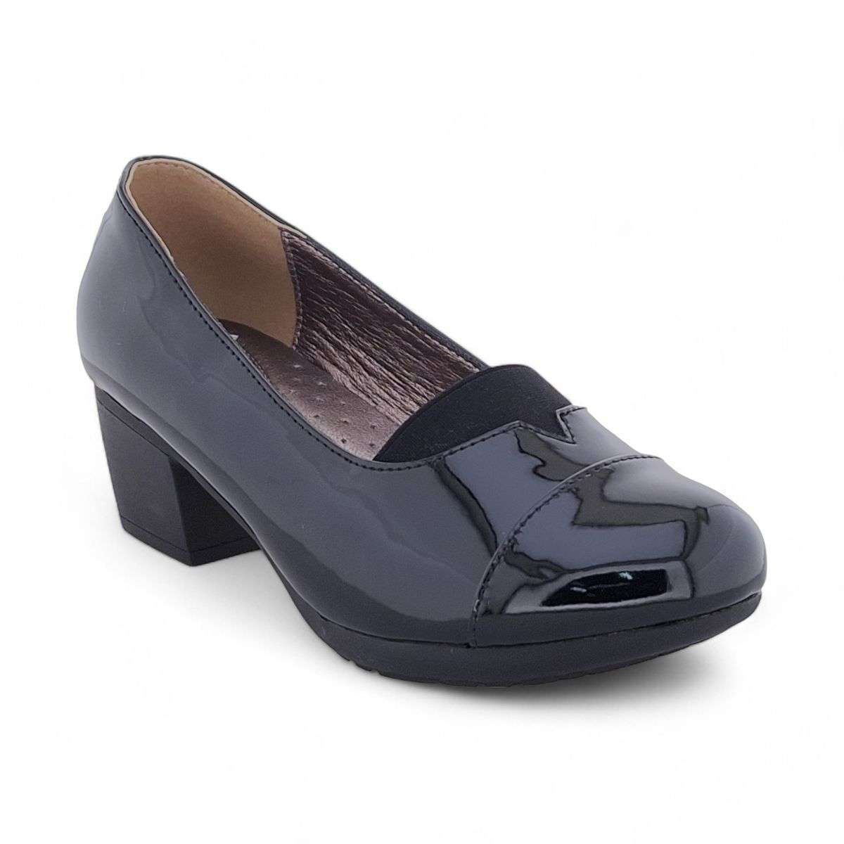 TTP - Women's Classic Block Heel Courts with Elasticated Vamp Edge - HT3802-1