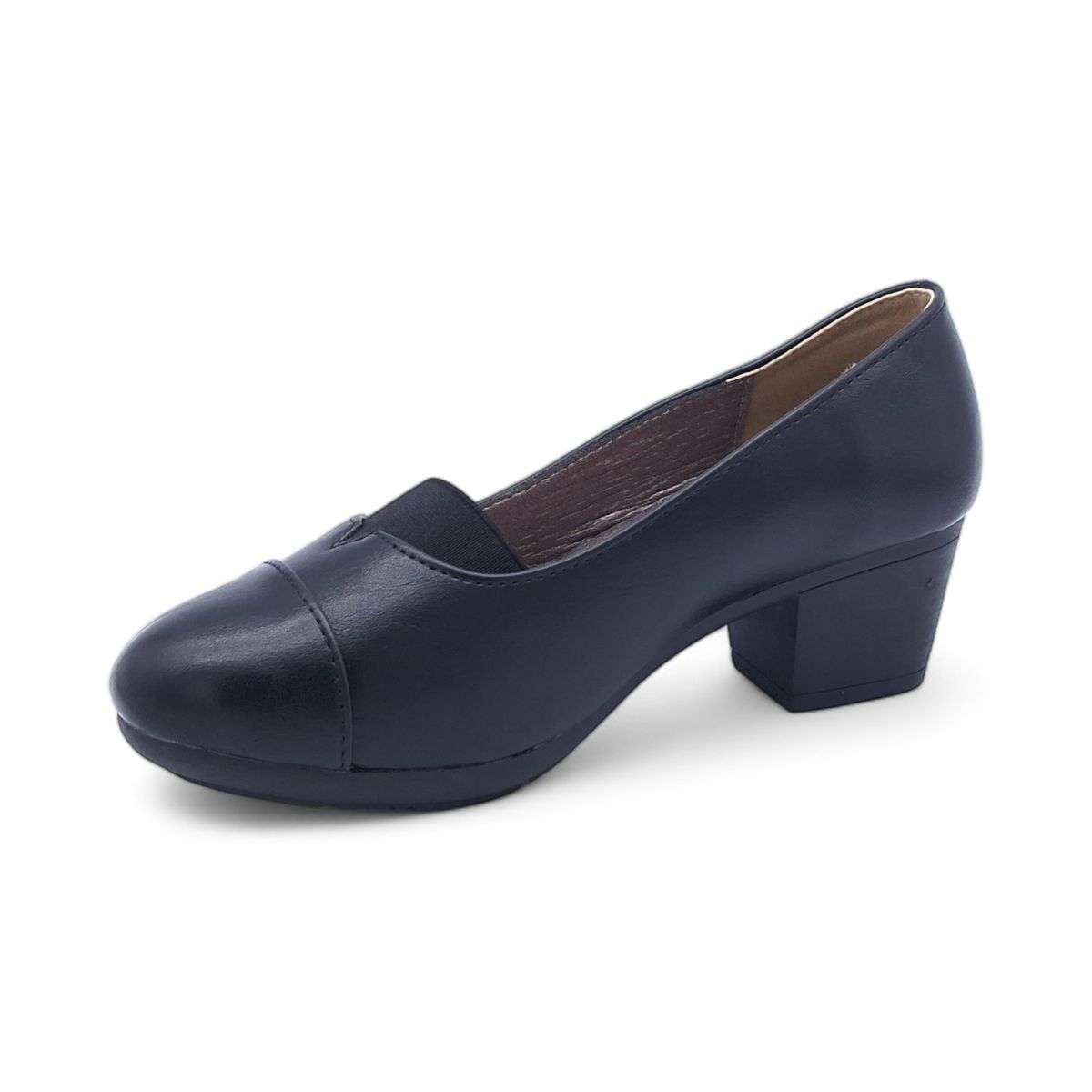 TTP - Women's Classic Block Heel Courts with Elasticated Vamp Edge - HT3802