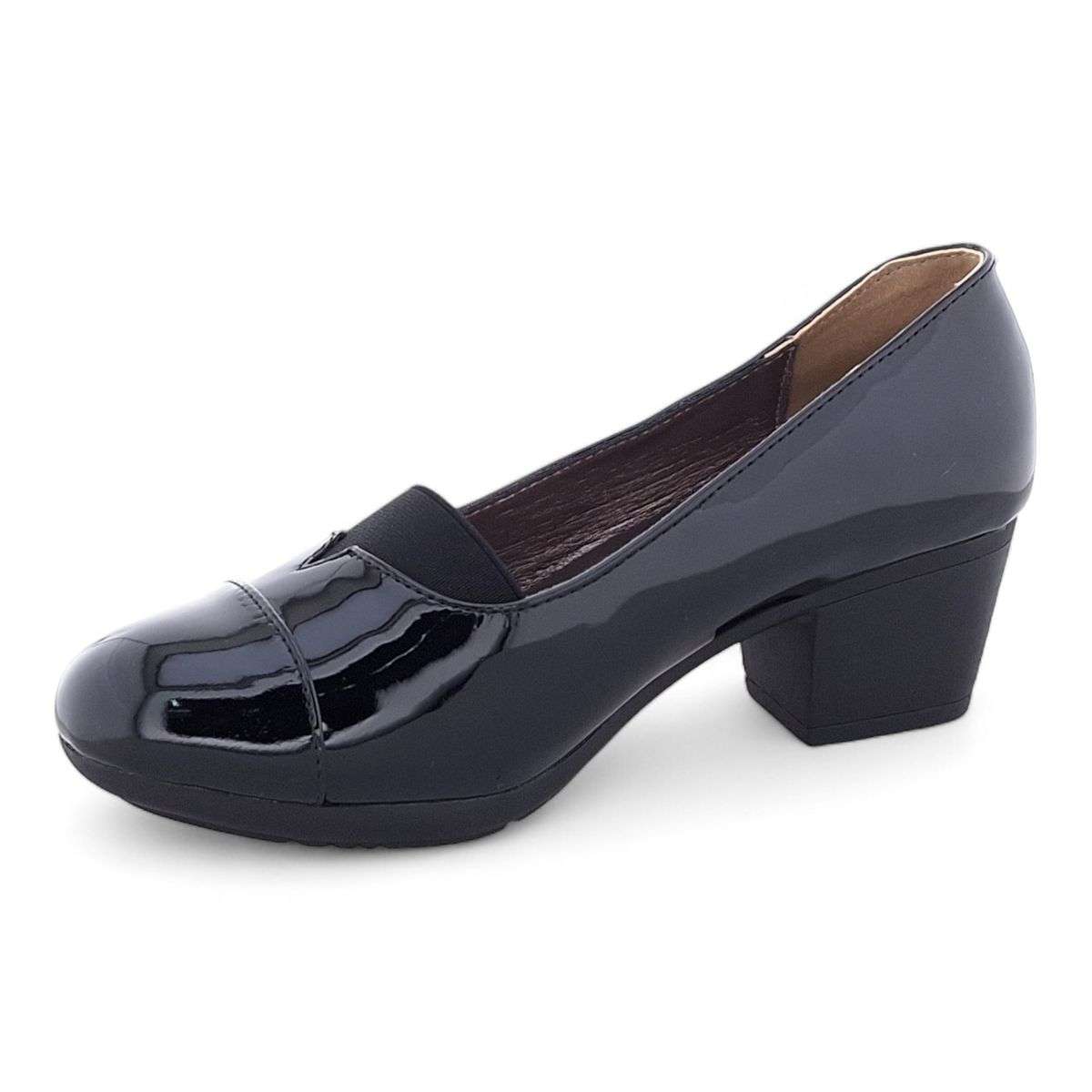 TTP - Women's Classic Block Heel Courts with Elasticated Vamp Edge - HT3802-1
