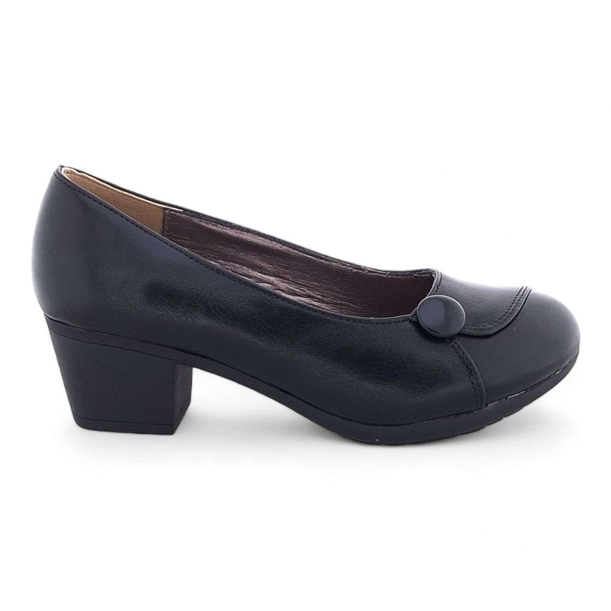 TTP Women's Classic Block Heel Courts with Vamp Wrap Closure Detail HT3806