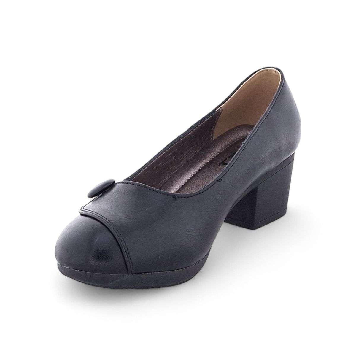 TTP Women's Classic Block Heel Courts with Vamp Wrap Closure Detail HT3806