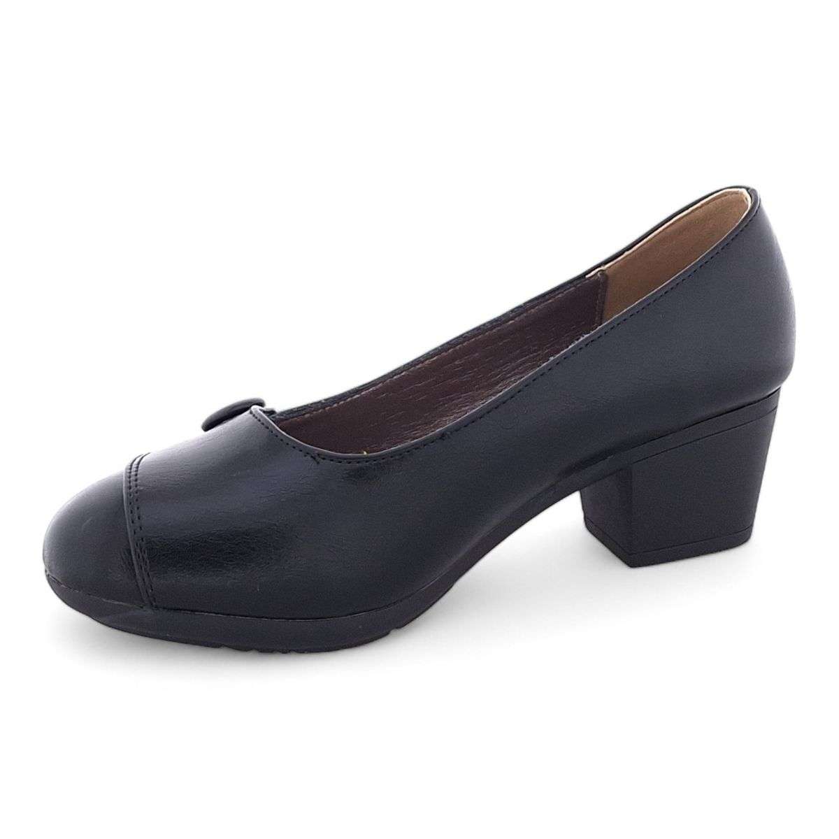 TTP Women's Classic Block Heel Courts with Vamp Wrap Closure Detail HT3806