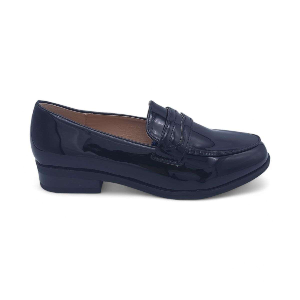 TTP Women's Patent Slip On Loafers with Decor on Vamp JSF76