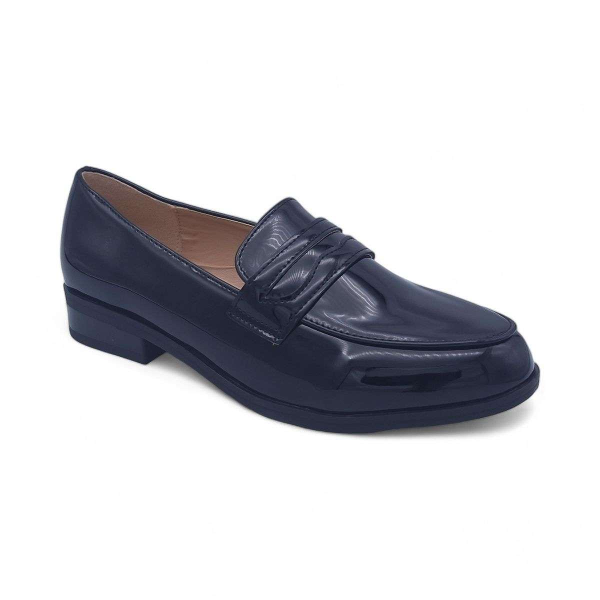 TTP Women's Patent Slip On Loafers with Decor on Vamp JSF76