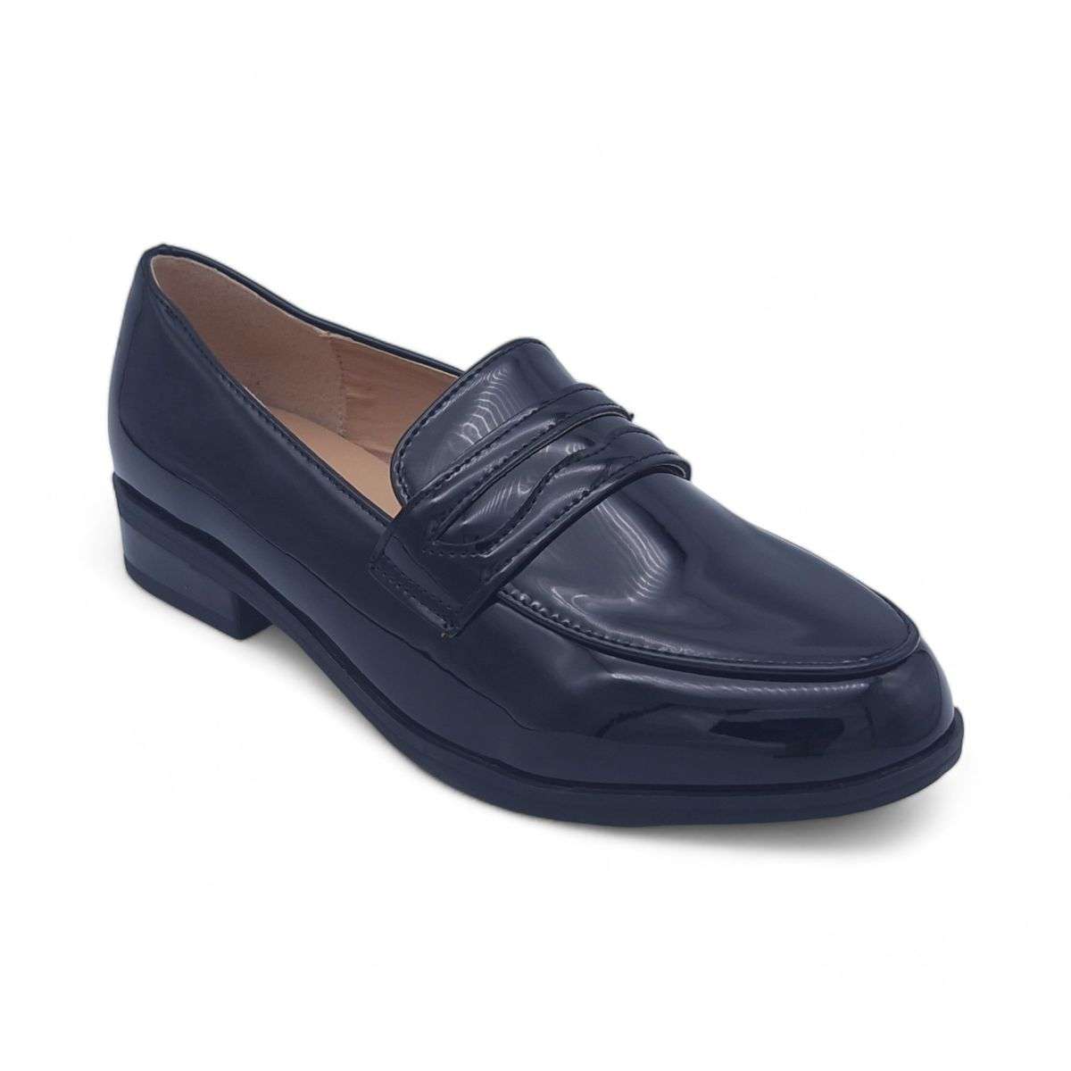 TTP Women's Patent Slip On Loafers with Decor on Vamp JSF76