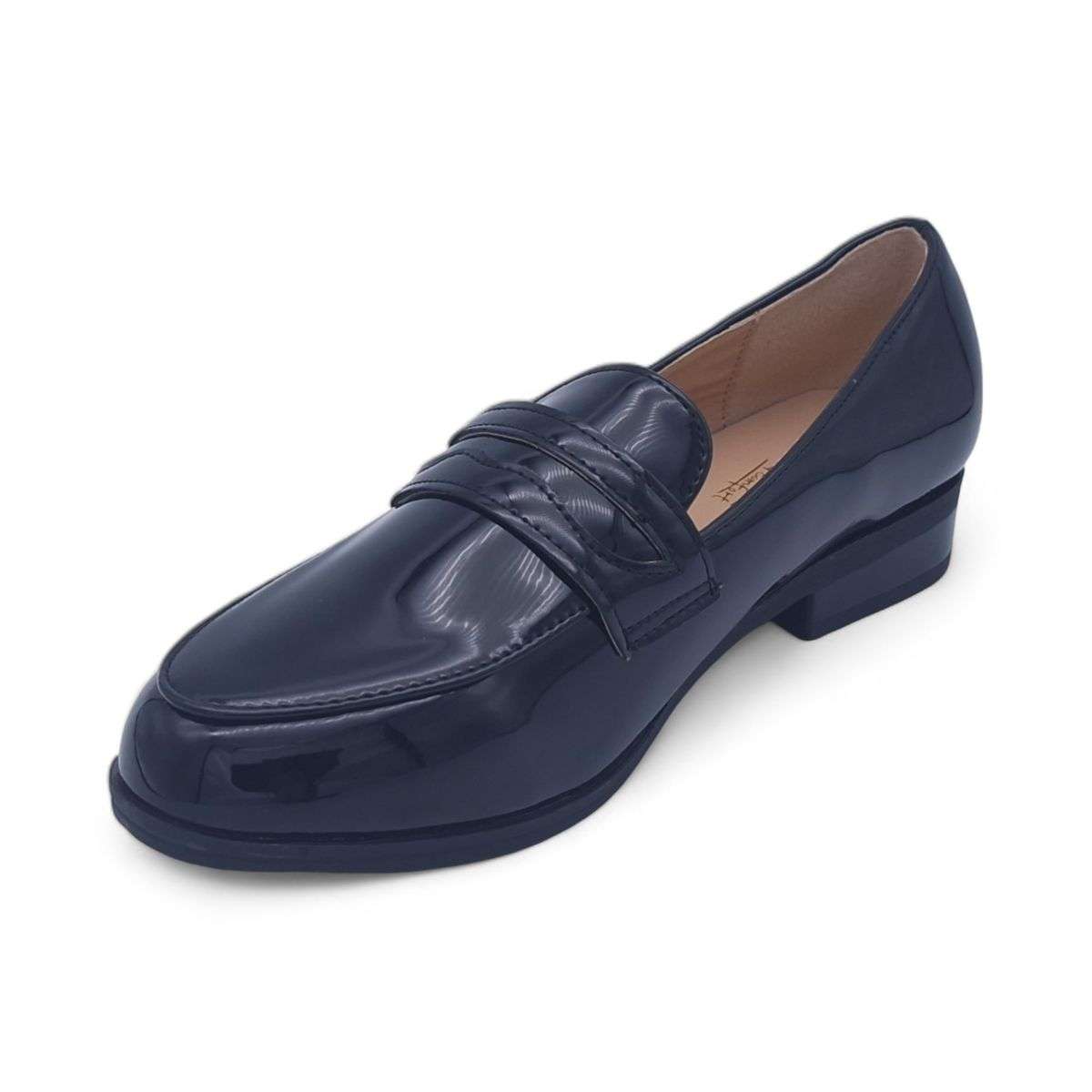TTP Women's Patent Slip On Loafers with Decor on Vamp JSF76