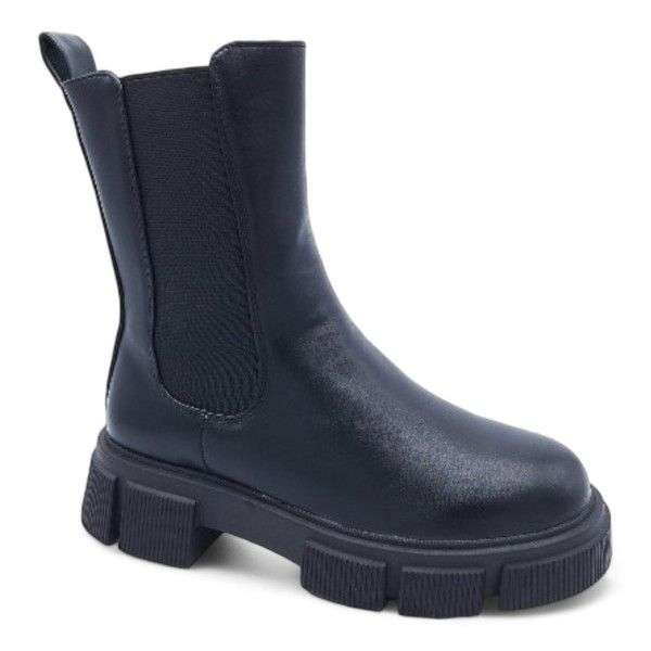 Women Platform Ankle Boots with Side Zipper and Elastic Panel XB231212