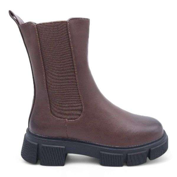 Women Platform Ankle Boots with Side Zipper and Elastic Panel XB231212