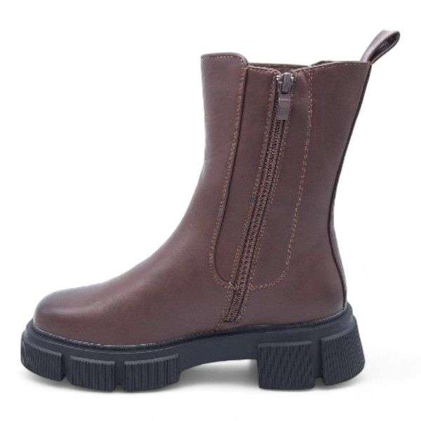Women Platform Ankle Boots with Side Zipper and Elastic Panel XB231212