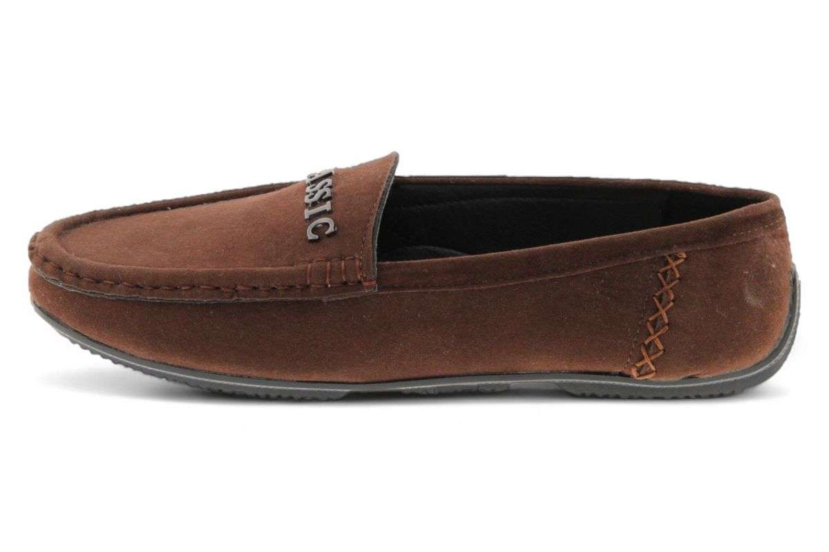 TTP Men's Suede Moccasin with Metal Classic Decor on Vamp