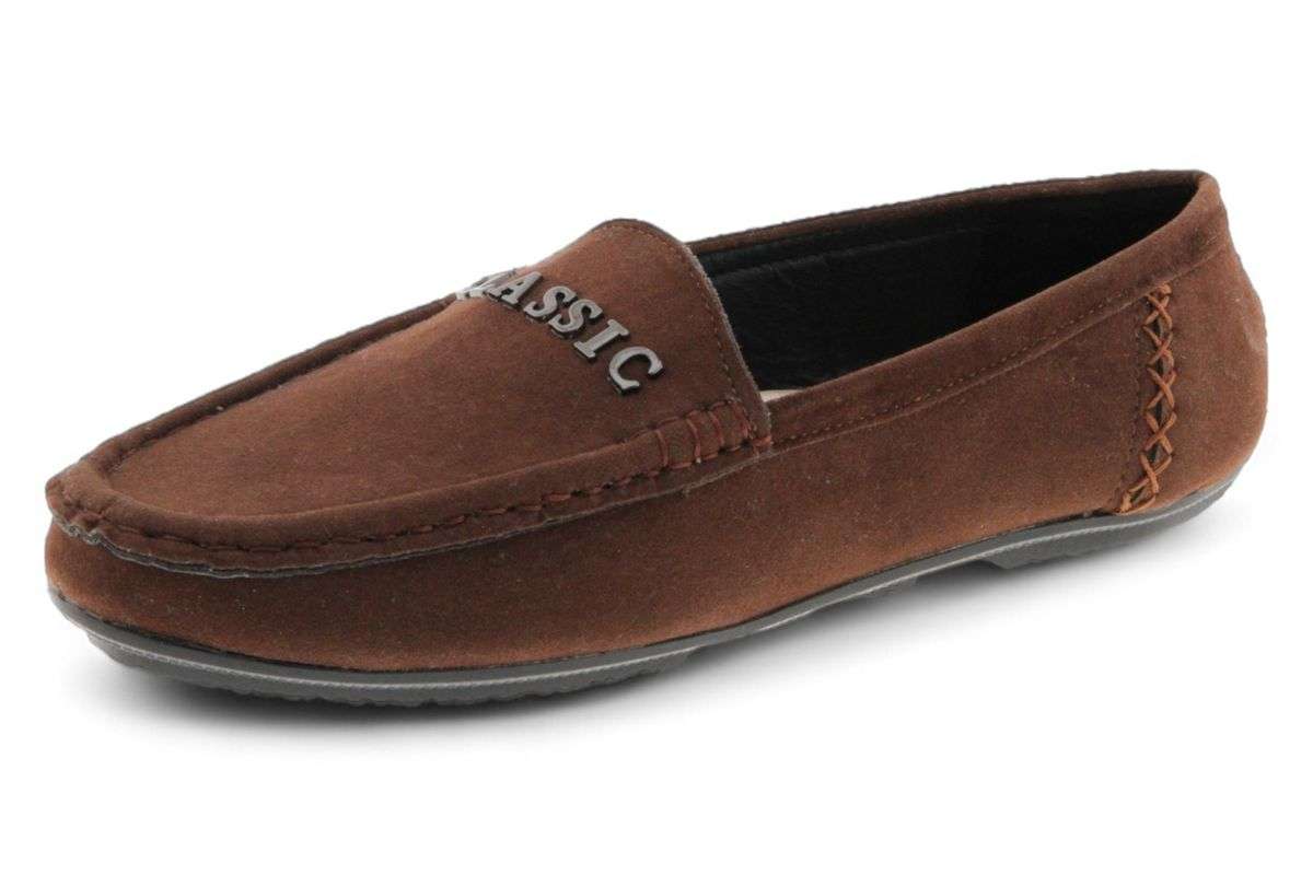 TTP Men's Suede Moccasin with Metal Classic Decor on Vamp