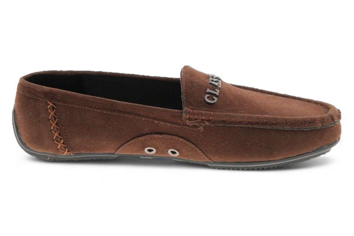 TTP Men's Suede Moccasin with Metal Classic Decor on Vamp